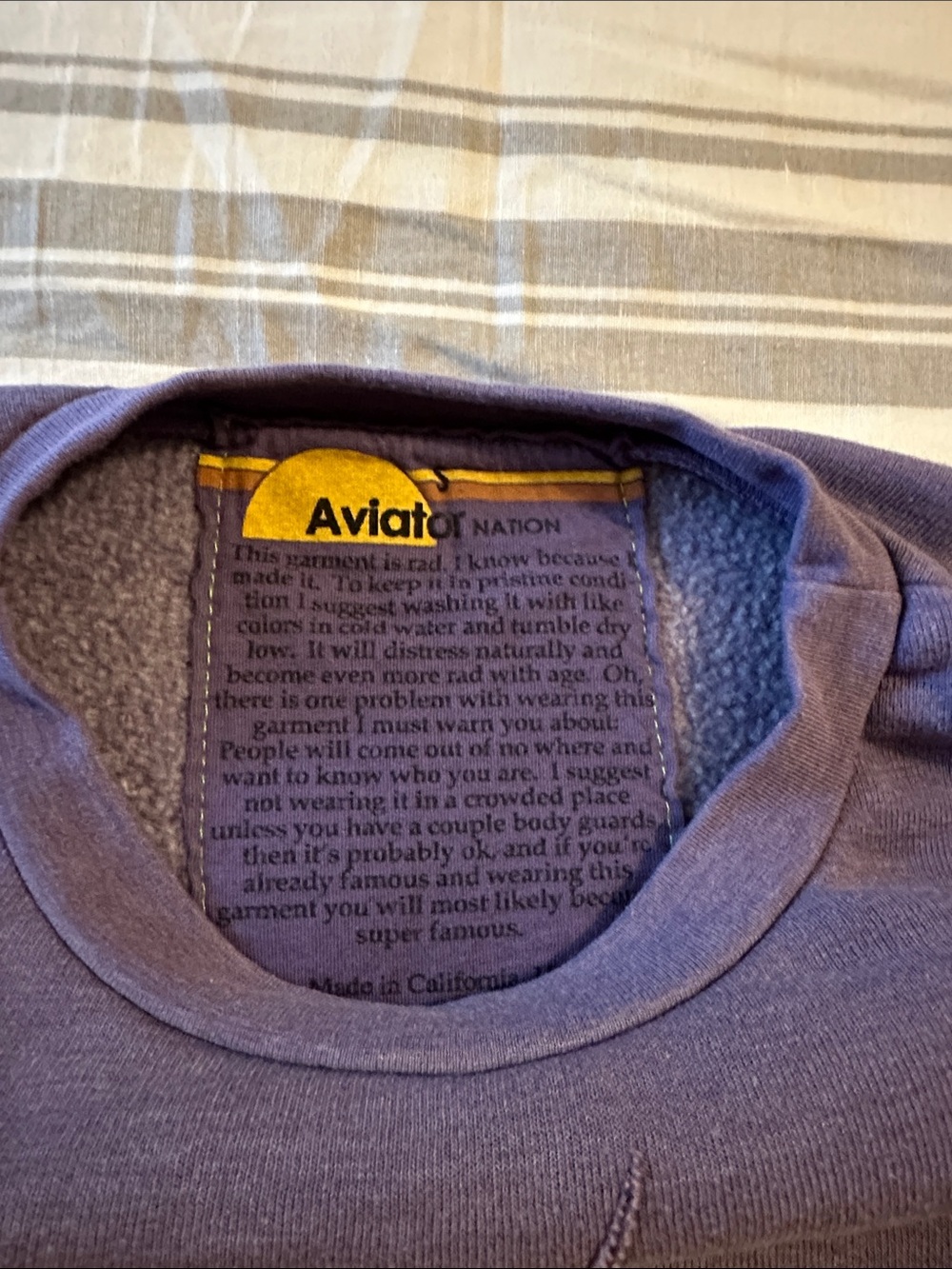 Aviator Nation Cropped Lavender Sweatshirt - Picture 3 of 7